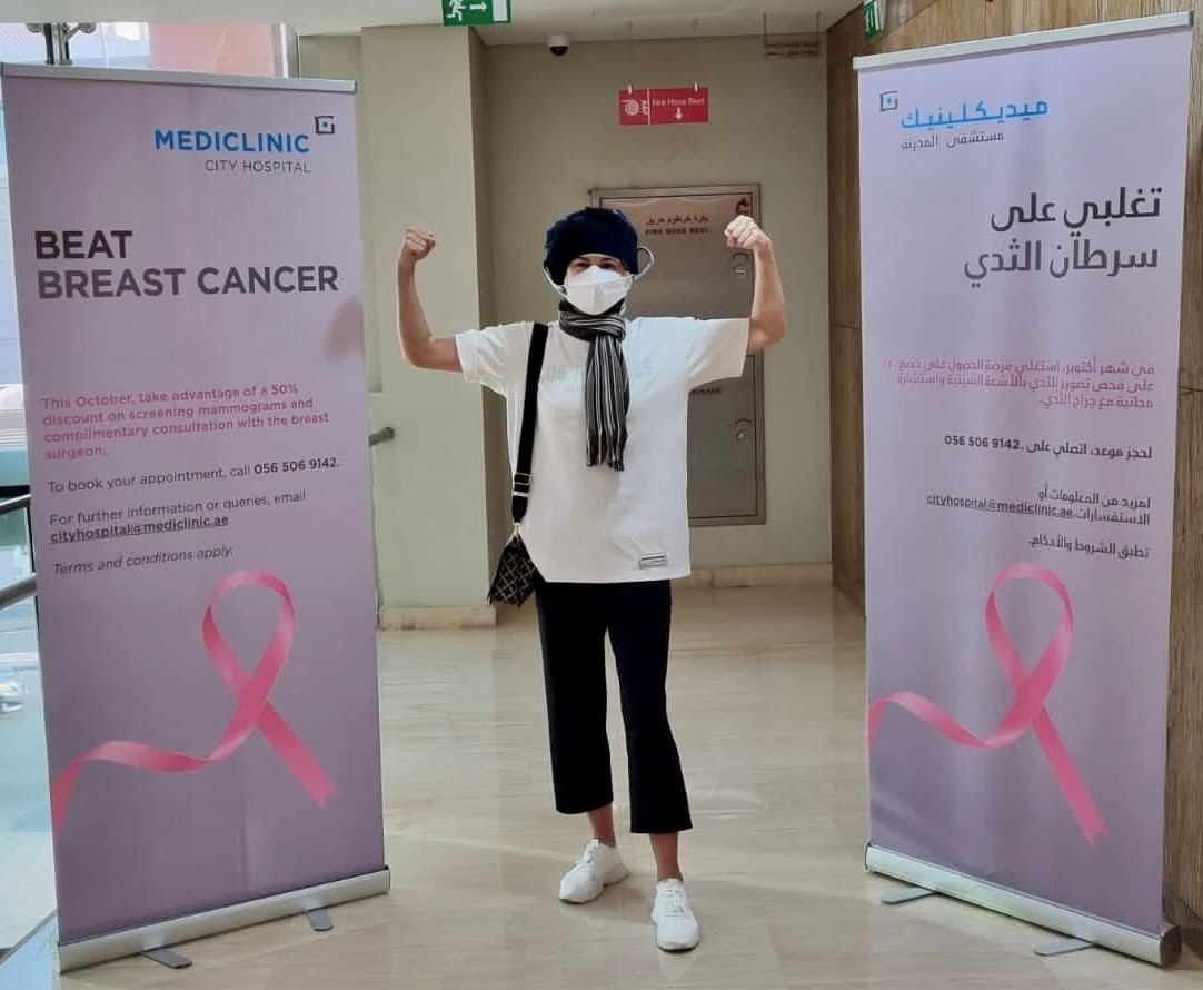 Breast Cancer Survivor showing her strength